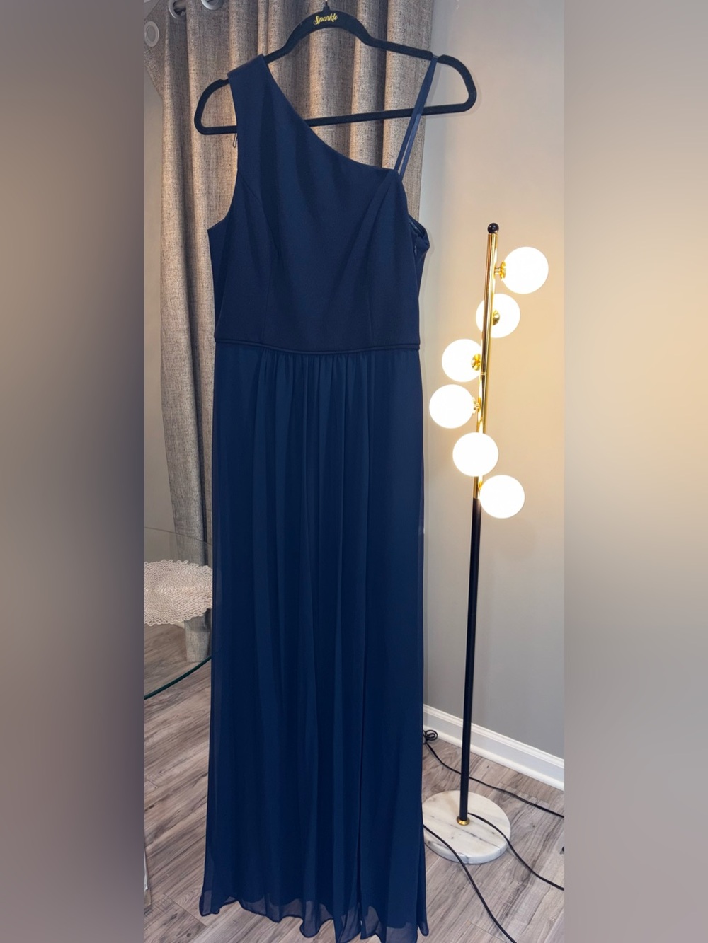 Adrianna Papell Navy Sleeveless Maxi Gown